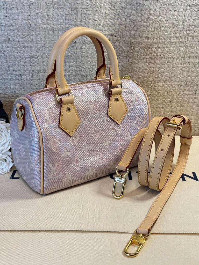 100 Original Louis Vuitton Speedy 20 Bandouliere Monoglam M23069